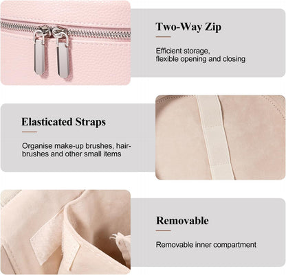 Makeup Bag, Travel Make up Case with Compartments and Handle, Portable Cosmetic Organizer Bags,Toiletry Bag for Women
