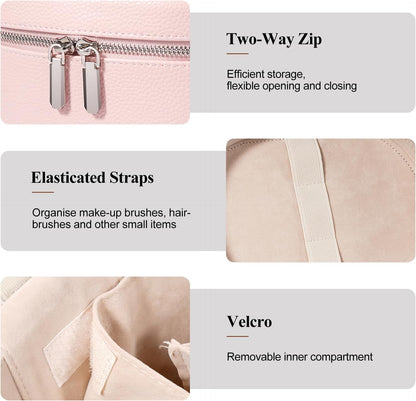 Makeup Bag, Travel Make up Case with Compartments and Handle, Portable Cosmetic Organizer Bags,Toiletry Bag for Women