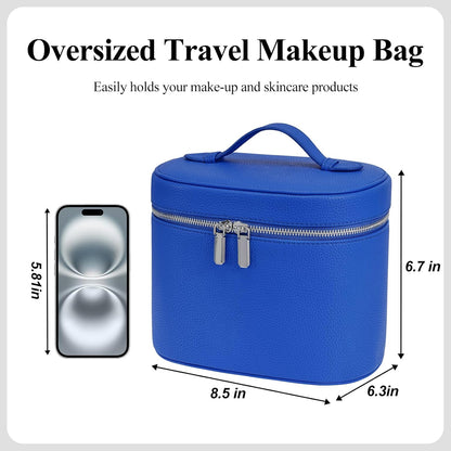 Makeup Bag, Travel Make up Case with Compartments and Handle, Portable Cosmetic Organizer Bags,Toiletry Bag for Women