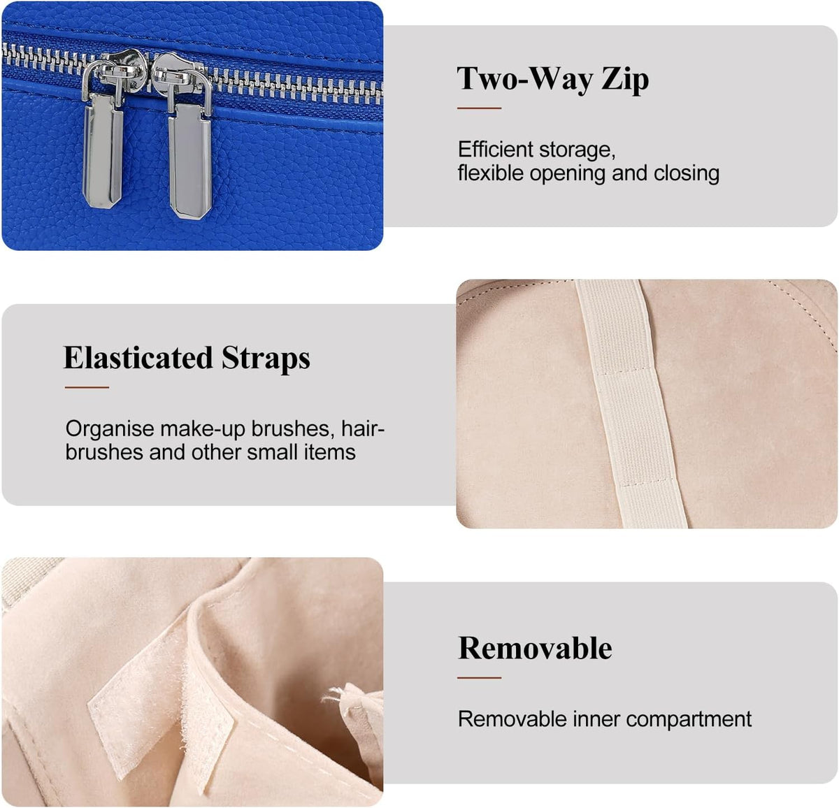 Makeup Bag, Travel Make up Case with Compartments and Handle, Portable Cosmetic Organizer Bags,Toiletry Bag for Women