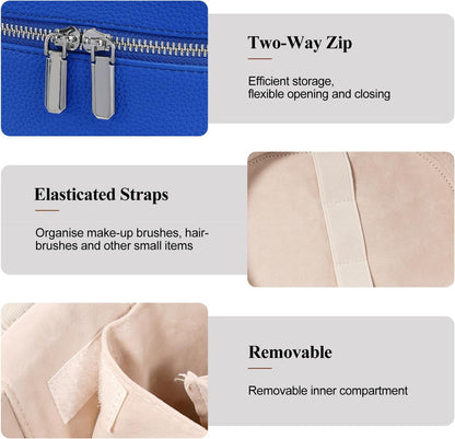 Makeup Bag, Travel Make up Case with Compartments and Handle, Portable Cosmetic Organizer Bags,Toiletry Bag for Women