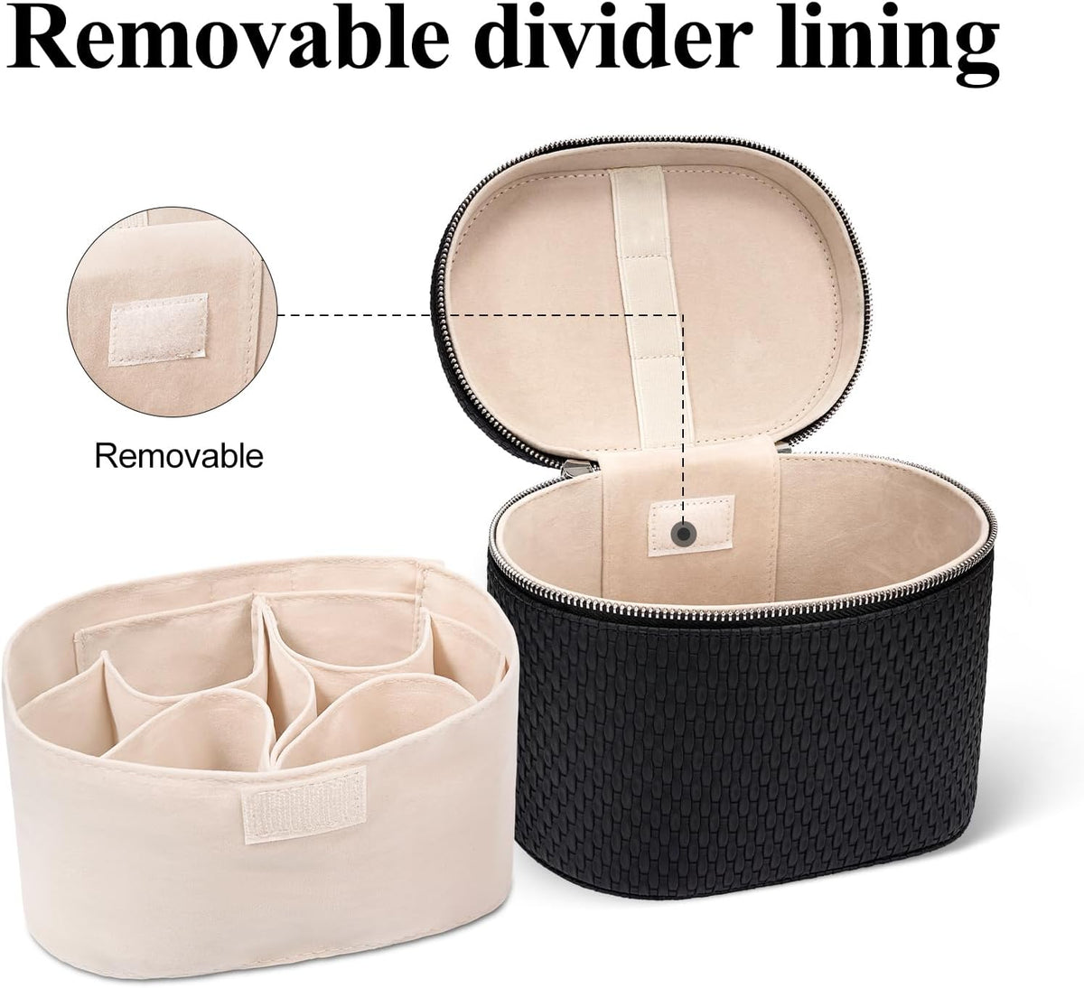 Makeup Bag, Travel Make up Case with Compartments and Handle, Portable Cosmetic Organizer Bags,Toiletry Bag for Women