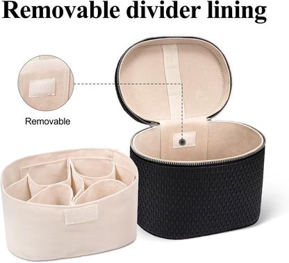 Makeup Bag, Travel Make up Case with Compartments and Handle, Portable Cosmetic Organizer Bags,Toiletry Bag for Women
