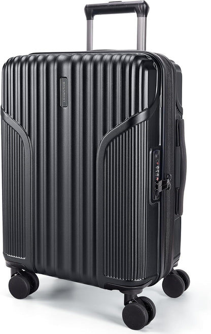 Carry On Luggage 22x14x9 Airline Approved, Lightweight luggage with Spinner Wheels, 20 Inch Expandable Hardside Carry On Suitcase with TSA Lock Rolling Travel suitcase Carry-On, Black