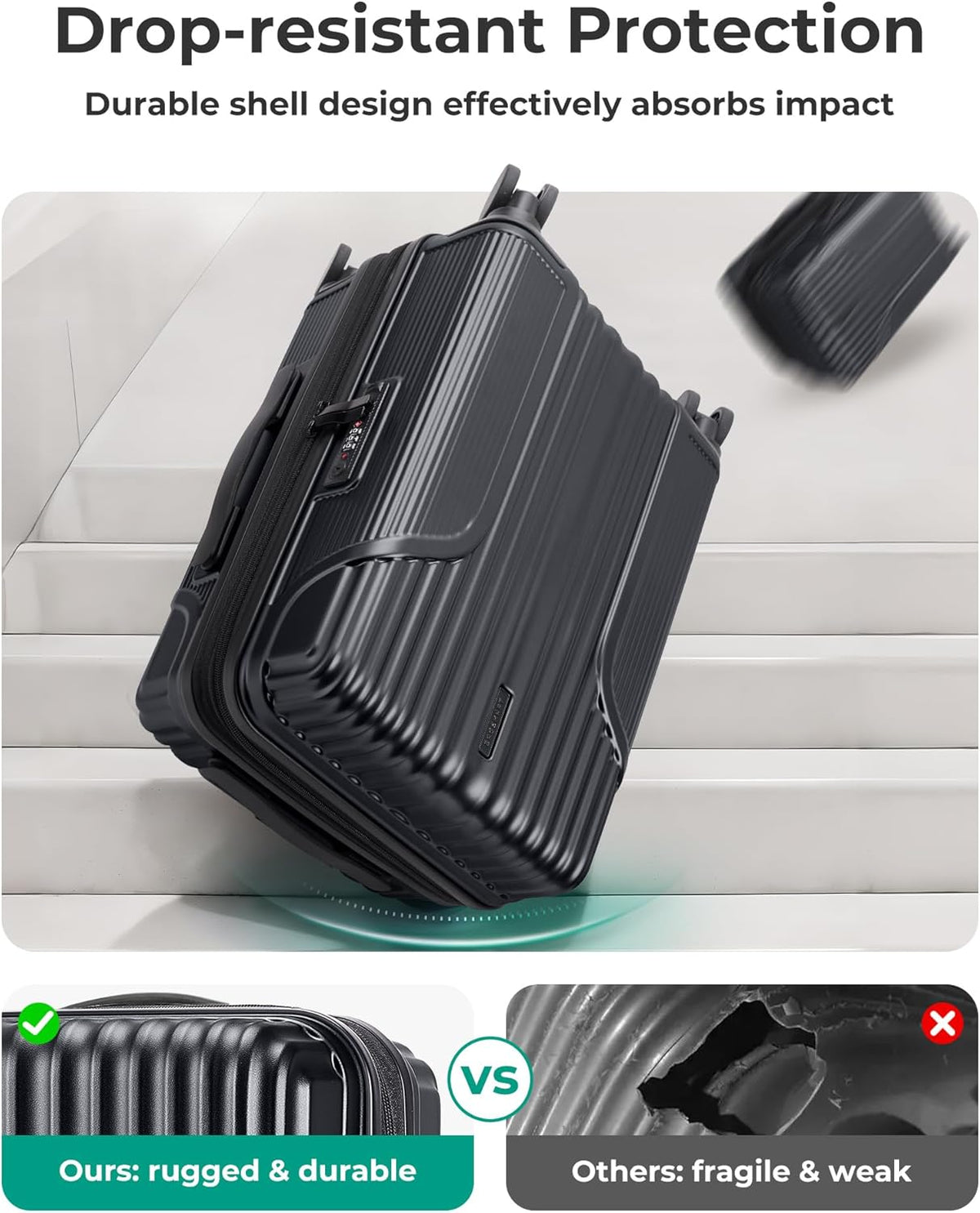Carry On Luggage 22x14x9 Airline Approved, Lightweight luggage with Spinner Wheels, 20 Inch Expandable Hardside Carry On Suitcase with TSA Lock Rolling Travel suitcase Carry-On, Black