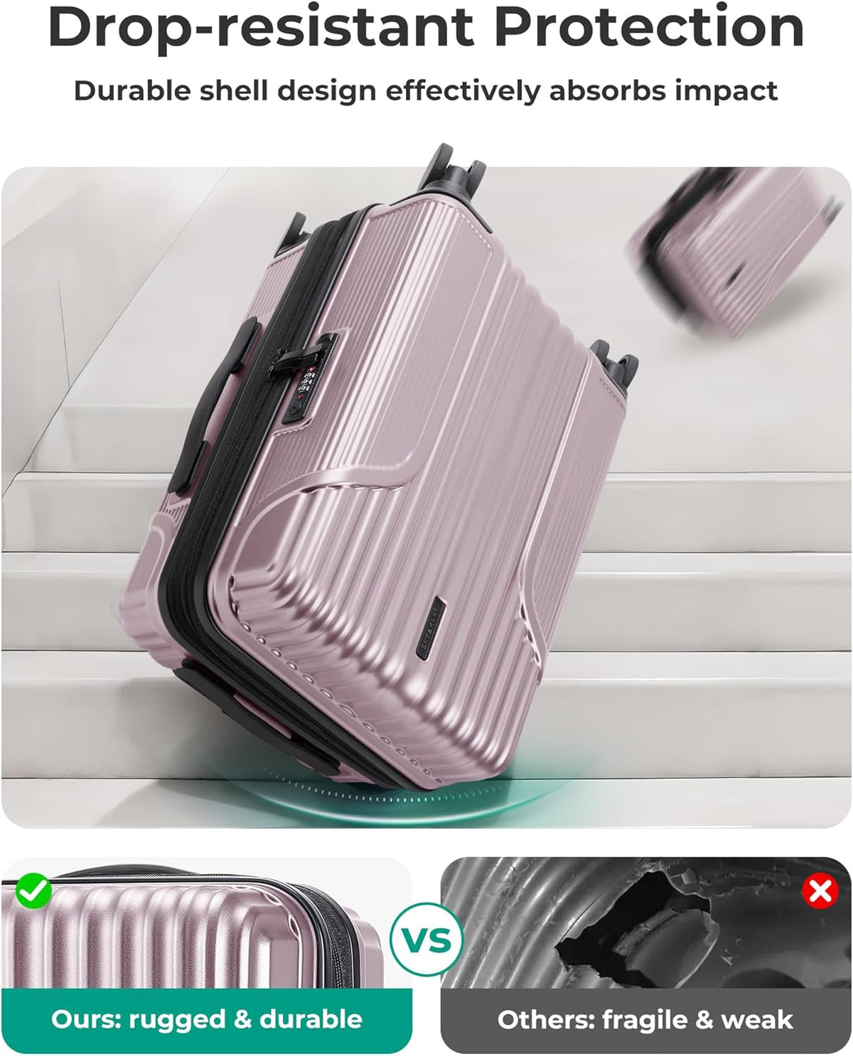 Carry On Luggage 22x14x9 Airline Approved, Lightweight luggage with Spinner Wheels, 20 Inch Expandable Hardside Carry On Suitcase with TSA Lock Rolling Travel suitcase Carry-On, Black