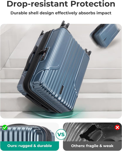 Carry On Luggage 22x14x9 Airline Approved, Lightweight luggage with Spinner Wheels, 20 Inch Expandable Hardside Carry On Suitcase with TSA Lock Rolling Travel suitcase Carry-On, Black
