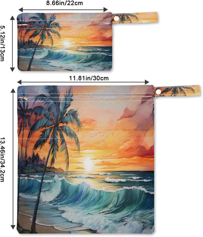 2 Set Peace Sign Wet Dry Bags for Baby Cloth Diapers Waterproof Storage Bag for Travel,Beach,Pool,Daycare,Stroller,Gym,Laundry,Dirty Clothes,Swimsuits & Wet Clothes, Peace Wet Bag