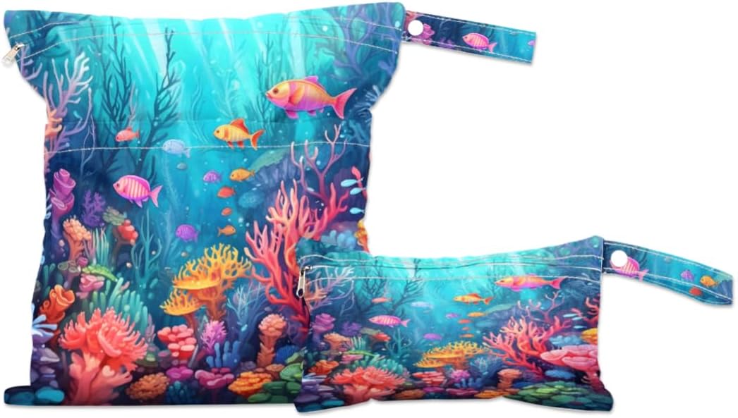 2 Set Peace Sign Wet Dry Bags for Baby Cloth Diapers Waterproof Storage Bag for Travel,Beach,Pool,Daycare,Stroller,Gym,Laundry,Dirty Clothes,Swimsuits & Wet Clothes, Peace Wet Bag