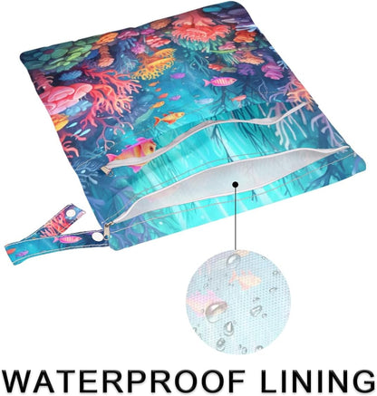 2 Set Peace Sign Wet Dry Bags for Baby Cloth Diapers Waterproof Storage Bag for Travel,Beach,Pool,Daycare,Stroller,Gym,Laundry,Dirty Clothes,Swimsuits & Wet Clothes, Peace Wet Bag