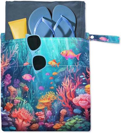 2 Set Peace Sign Wet Dry Bags for Baby Cloth Diapers Waterproof Storage Bag for Travel,Beach,Pool,Daycare,Stroller,Gym,Laundry,Dirty Clothes,Swimsuits & Wet Clothes, Peace Wet Bag