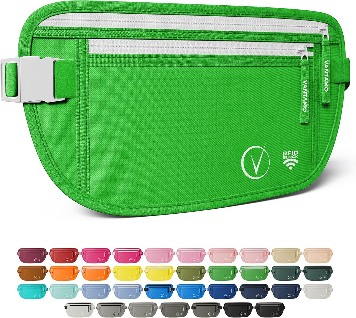 Money Belt with RFID For Men & Women, Hidden Passport Holder for Travel, 2 Compartment Travel Fanny Pack for Women Anti Theft