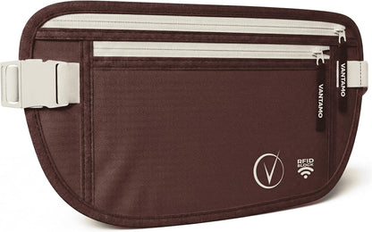 Money Belt with RFID For Men & Women, Hidden Passport Holder for Travel, 2 Compartment Travel Fanny Pack for Women Anti Theft