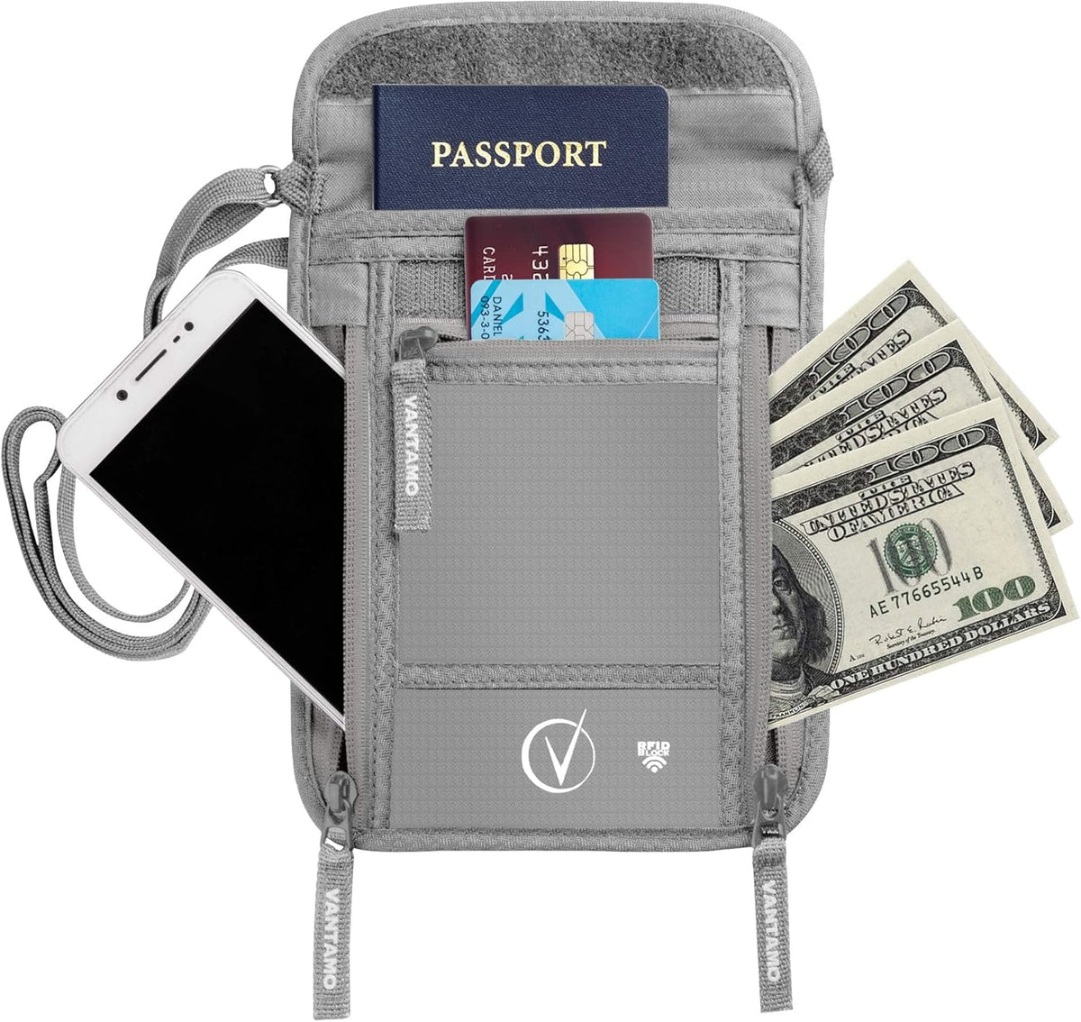 Money Belt with RFID For Men & Women, Hidden Passport Holder for Travel, 2 Compartment Travel Fanny Pack for Women Anti Theft