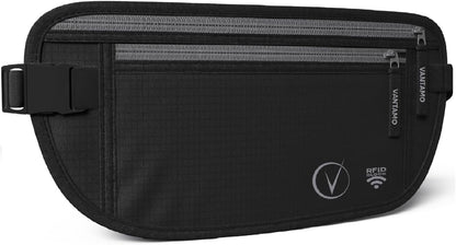 Money Belt with RFID For Men & Women, Hidden Passport Holder for Travel, 2 Compartment Travel Fanny Pack for Women Anti Theft