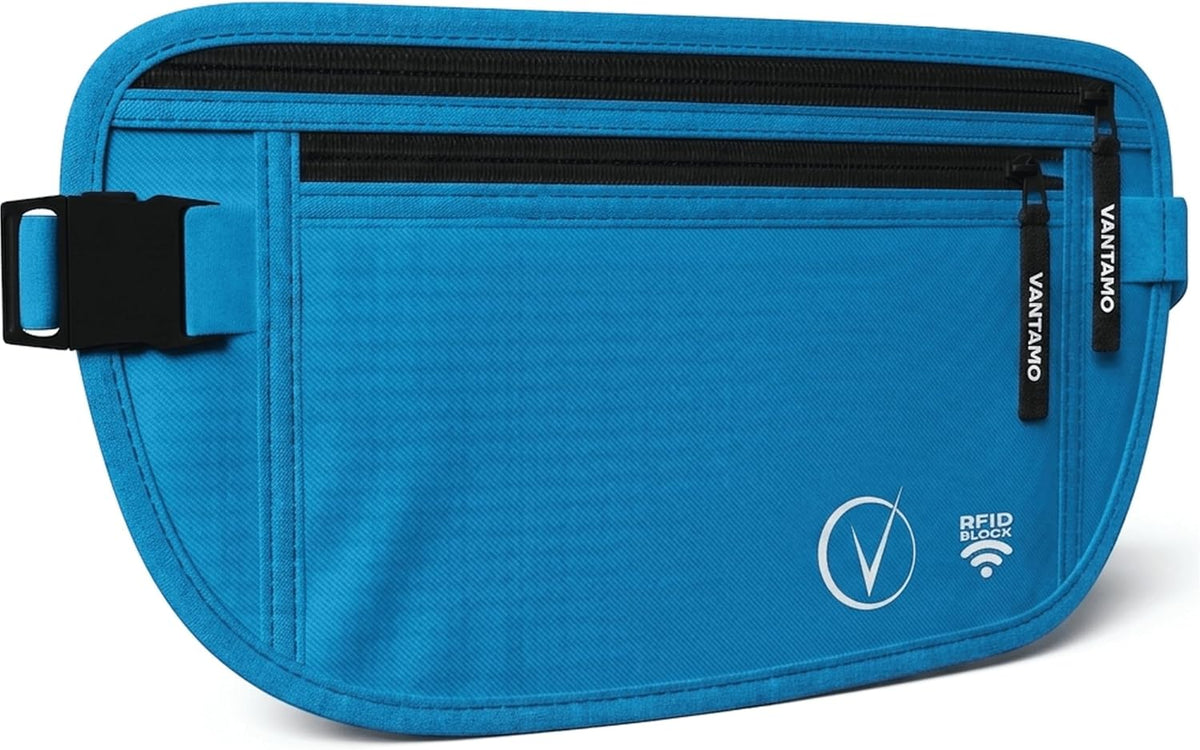 Money Belt with RFID For Men & Women, Hidden Passport Holder for Travel, 2 Compartment Travel Fanny Pack for Women Anti Theft