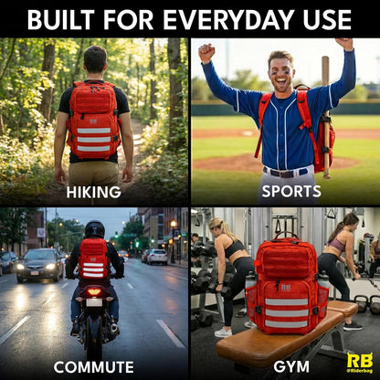 riderbag Xtreme Tactical Travel Bag, 30L Carry-On Backpack (red) | From Work to Workout, Tactical Everyday Carry, Motorcycle Commuting, Weekend Travel, Reflective Details
