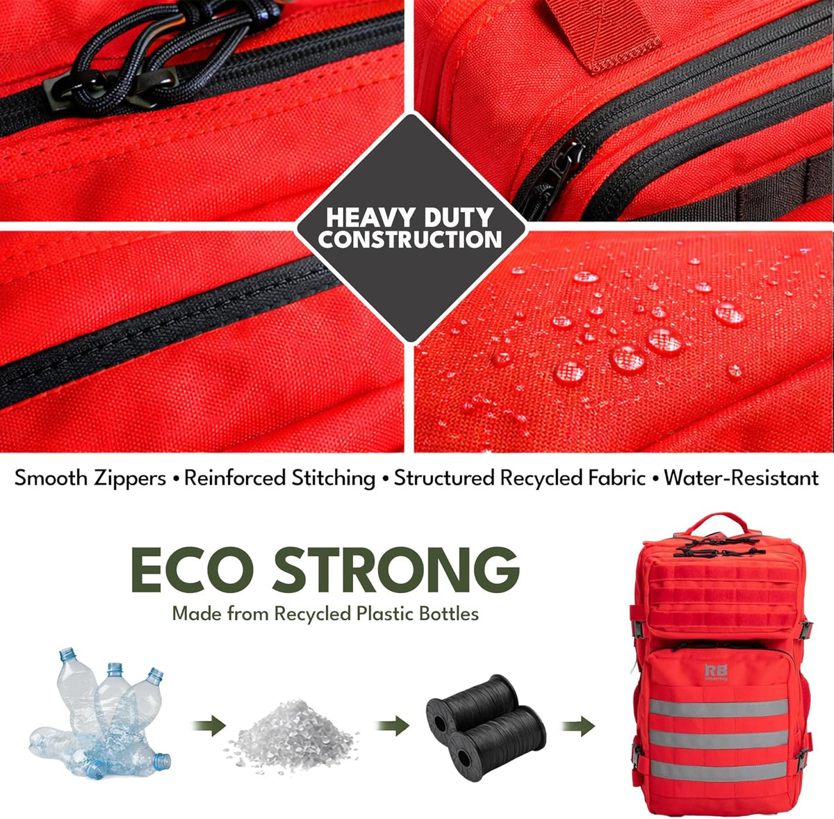 riderbag Xtreme Tactical Travel Bag, 30L Carry-On Backpack (red) | From Work to Workout, Tactical Everyday Carry, Motorcycle Commuting, Weekend Travel, Reflective Details