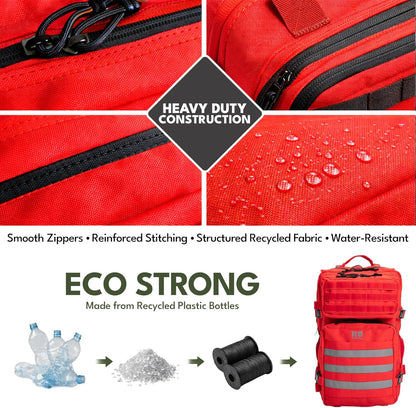 riderbag Xtreme Tactical Travel Bag, 30L Carry-On Backpack (red) | From Work to Workout, Tactical Everyday Carry, Motorcycle Commuting, Weekend Travel, Reflective Details