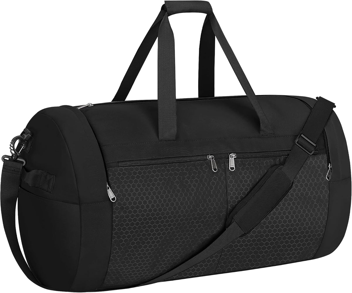 120L Foldable Travel Duffel Bag for Men Women, Extra Large Collapsible Duffle Bag with Shoe Compartment, Waterproof Carry On Weekend Bag for Traveling, Overnight(Black)