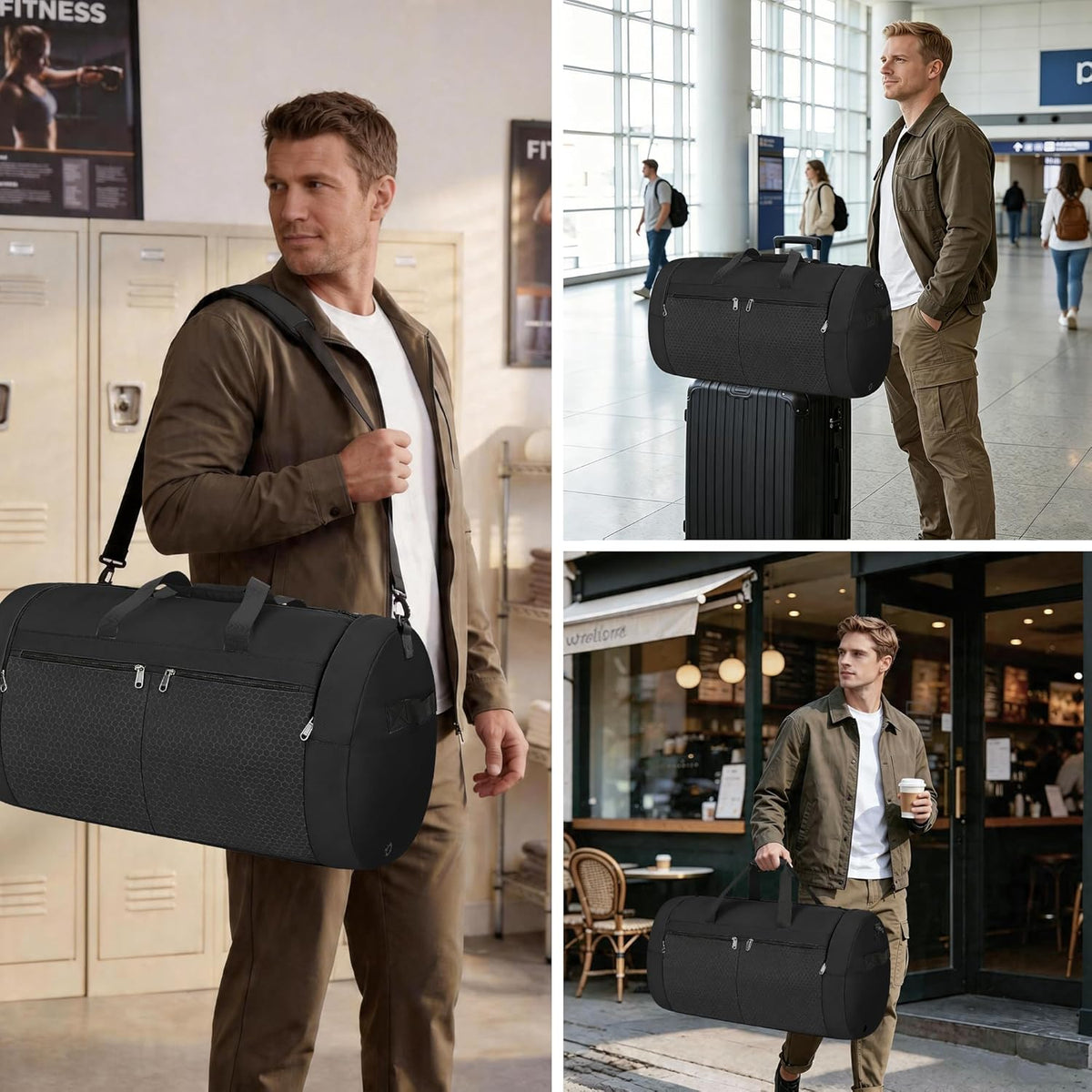 120L Foldable Travel Duffel Bag for Men Women, Extra Large Collapsible Duffle Bag with Shoe Compartment, Waterproof Carry On Weekend Bag for Traveling, Overnight(Black)