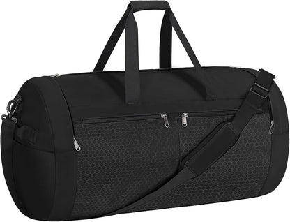 120L Foldable Travel Duffel Bag for Men Women, Extra Large Collapsible Duffle Bag with Shoe Compartment, Waterproof Carry On Weekend Bag for Traveling, Overnight(Black)