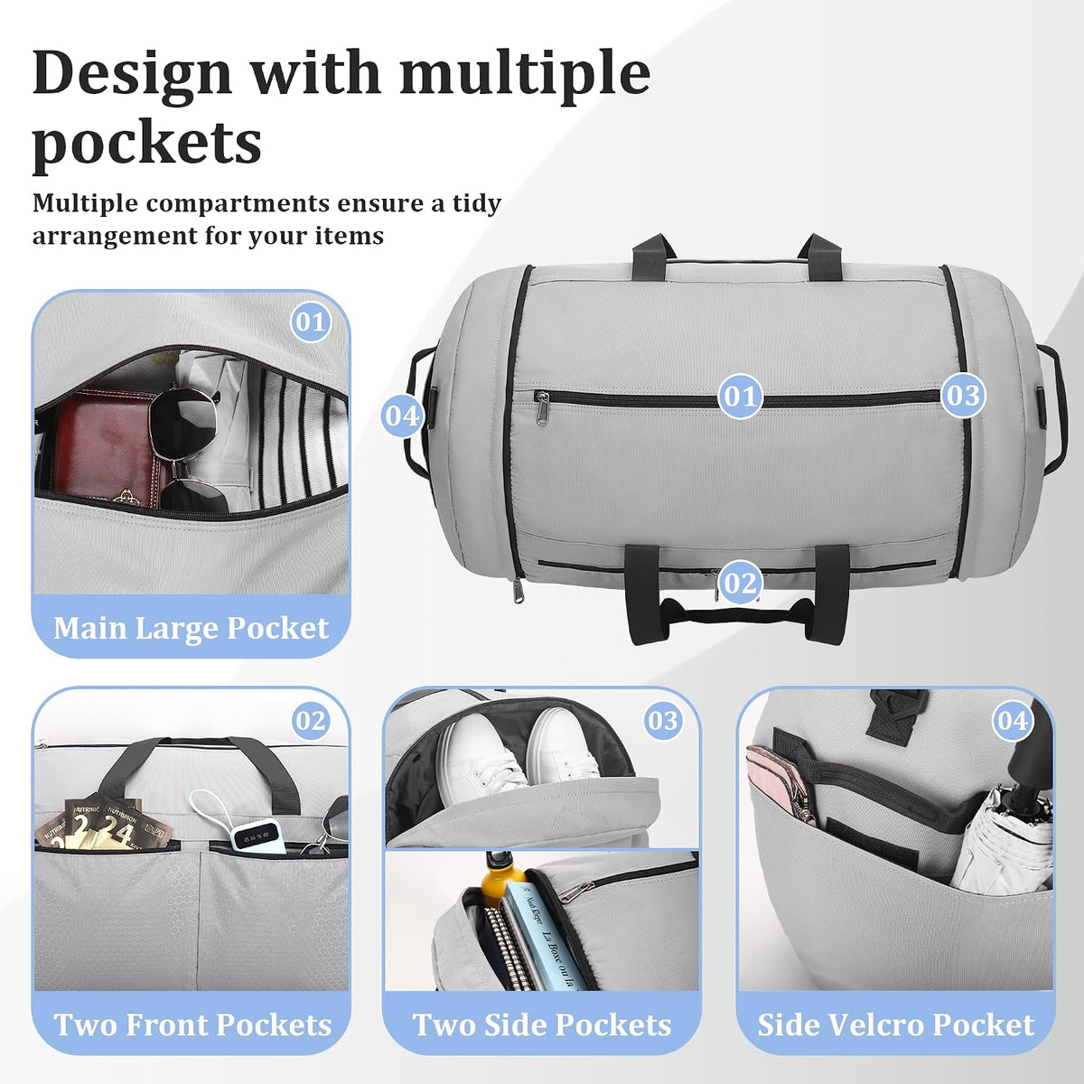 120L Foldable Travel Duffel Bag for Men Women, Extra Large Collapsible Duffle Bag with Shoe Compartment, Waterproof Carry On Weekend Bag for Traveling, Overnight(Black)