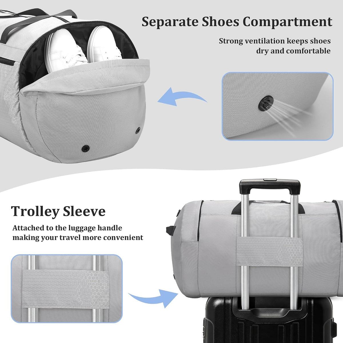 120L Foldable Travel Duffel Bag for Men Women, Extra Large Collapsible Duffle Bag with Shoe Compartment, Waterproof Carry On Weekend Bag for Traveling, Overnight(Black)