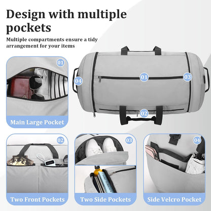120L Foldable Travel Duffel Bag for Men Women, Extra Large Collapsible Duffle Bag with Shoe Compartment, Waterproof Carry On Weekend Bag for Traveling, Overnight(Black)