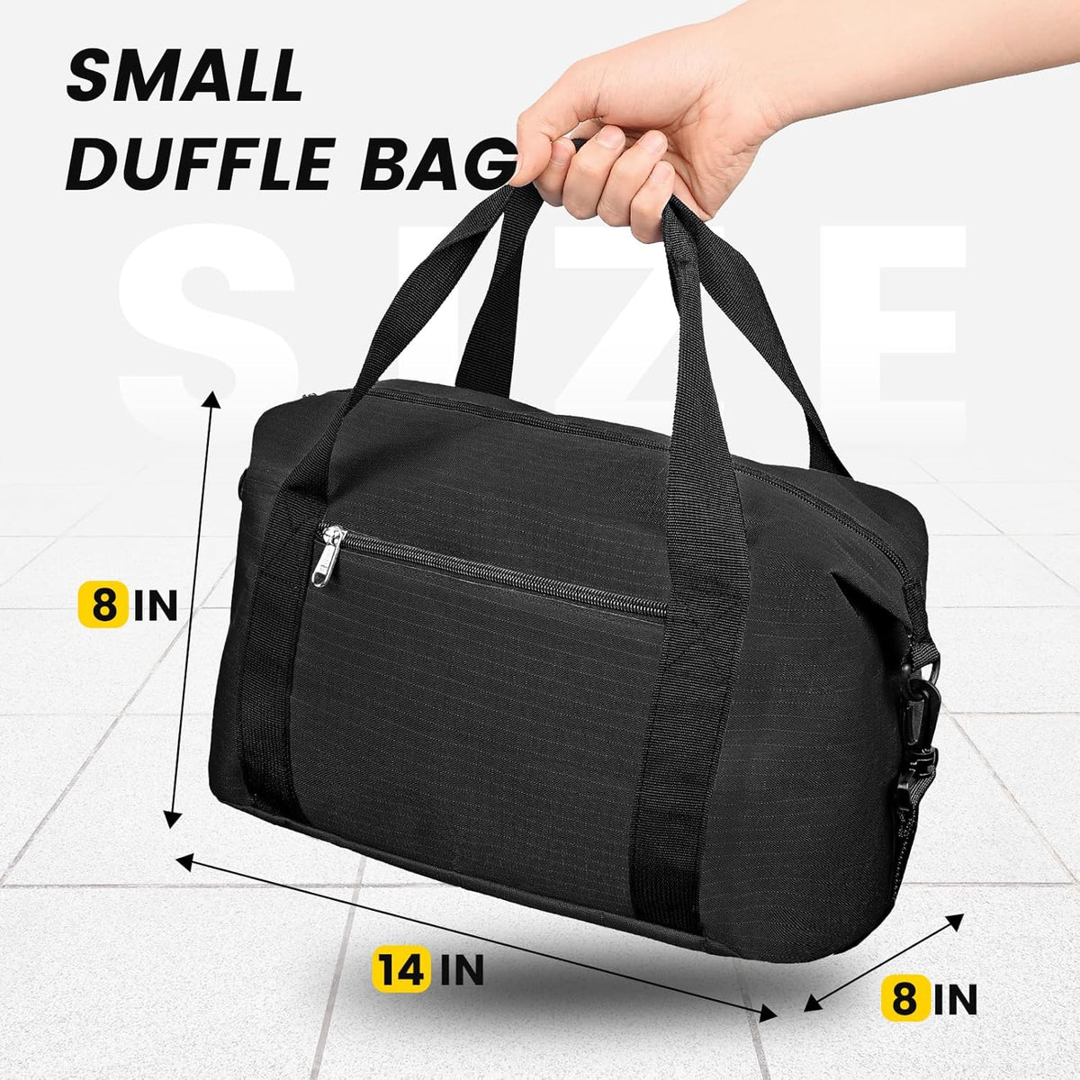 Small Gym Bag - 18 Inches Duffle Bag for Travel Lightweight Duffel Bag for Men Women Personal Item Bag Weekender Bag for Travel Sports Gym - Black