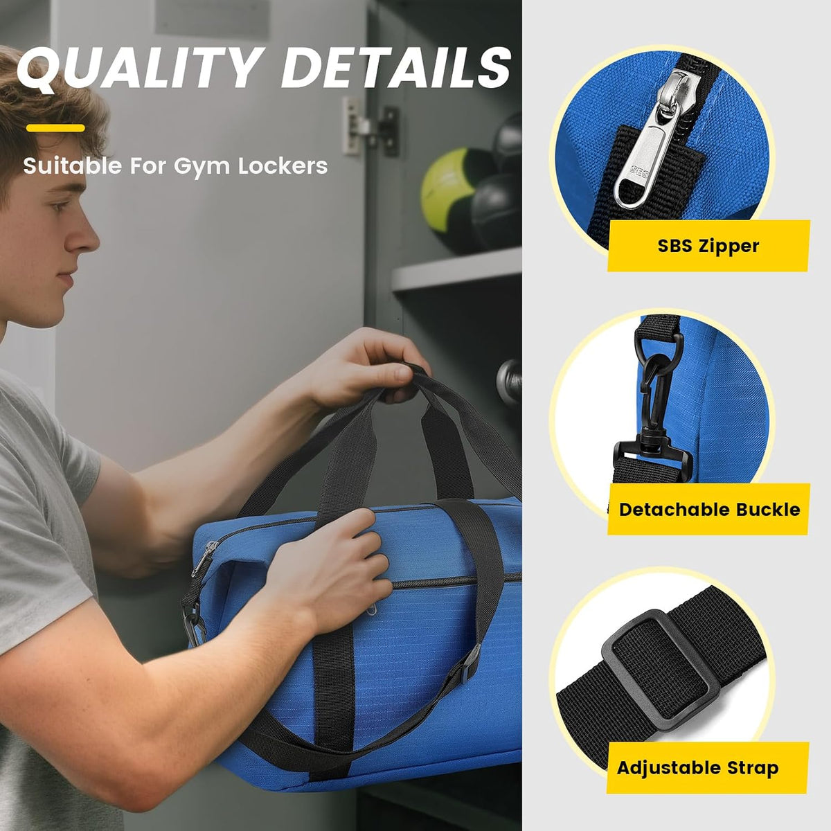 Small Gym Bag - 18 Inches Duffle Bag for Travel Lightweight Duffel Bag for Men Women Personal Item Bag Weekender Bag for Travel Sports Gym - Black