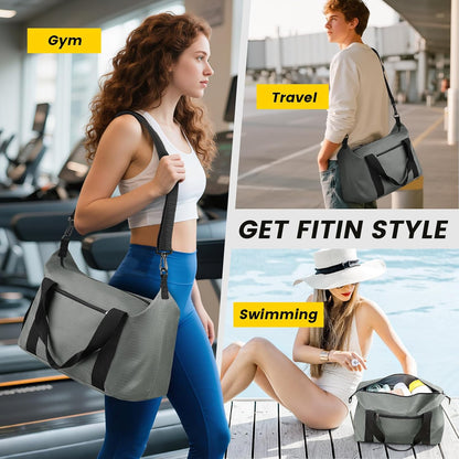 Small Gym Bag - 18 Inches Duffle Bag for Travel Lightweight Duffel Bag for Men Women Personal Item Bag Weekender Bag for Travel Sports Gym - Black