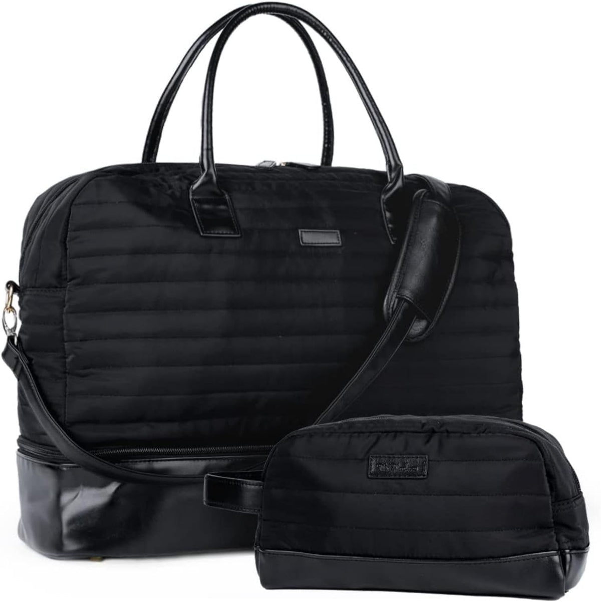 Canvas Weekender Bag, Overnight Travel Carry On Duffel Tote with Shoe Pouch (Grey)