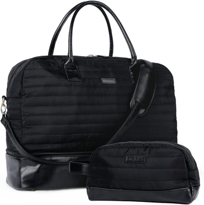 Canvas Weekender Bag, Overnight Travel Carry On Duffel Tote with Shoe Pouch (Grey)