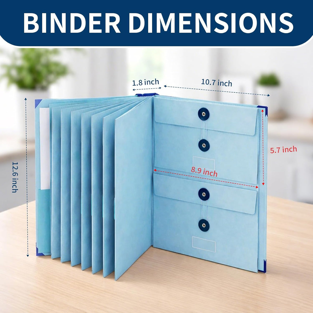 Document Organizer Important Portfolio Binder Record Holder in Case I Die Folder for Passport Travel Family Planner Coupon with Labels Folio Estate Planning Bill Pockets Notebook Wedding File (Blue)