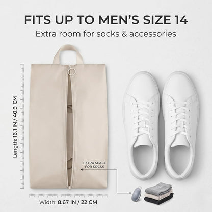 6 Pcs Shoe Bags for Travel - White Travel Shoe Bag Set with Zipper and Handle, Shoe Organizer Bags for Suitcase, Gym, Carry On, Sneakers, Heels and Toiletries