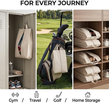6 Pcs Shoe Bags for Travel - White Travel Shoe Bag Set with Zipper and Handle, Shoe Organizer Bags for Suitcase, Gym, Carry On, Sneakers, Heels and Toiletries
