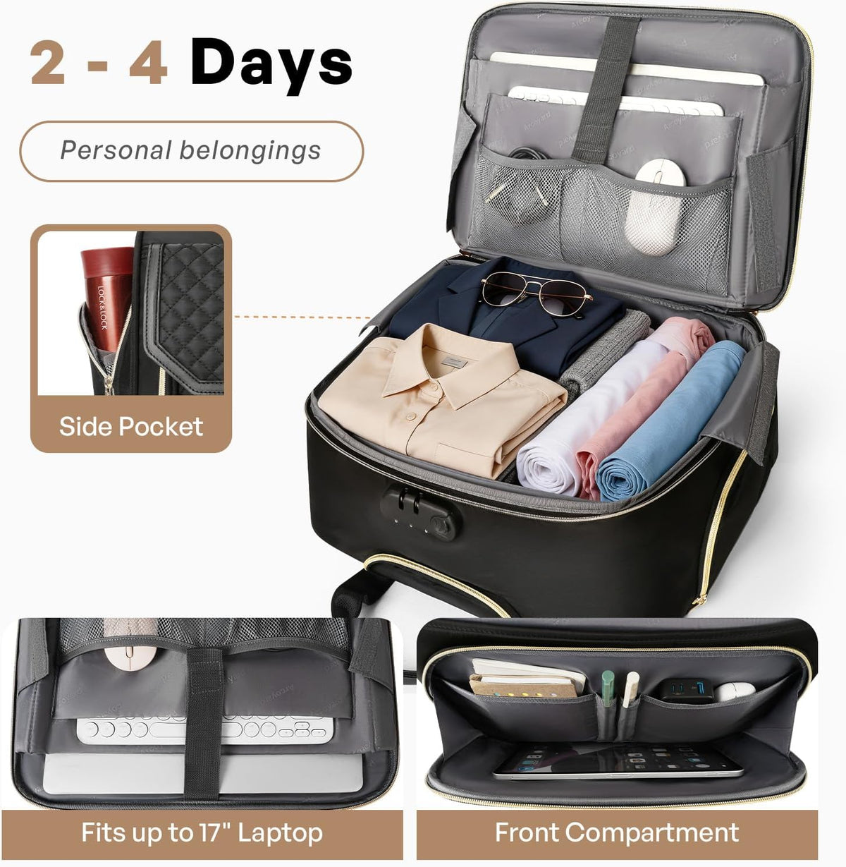 Rolling Laptop Bag Women, Rolling Briefcase for Women for Work, 17 Inch Computer Bag with Wheels, Fashion Flap Laptop Bag With Wheels for Work Business, TSA Friendly Design, Pink