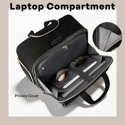 Rolling Laptop Bag Women, Rolling Briefcase for Women for Work, 17 Inch Computer Bag with Wheels, Fashion Flap Laptop Bag With Wheels for Work Business, TSA Friendly Design, Pink