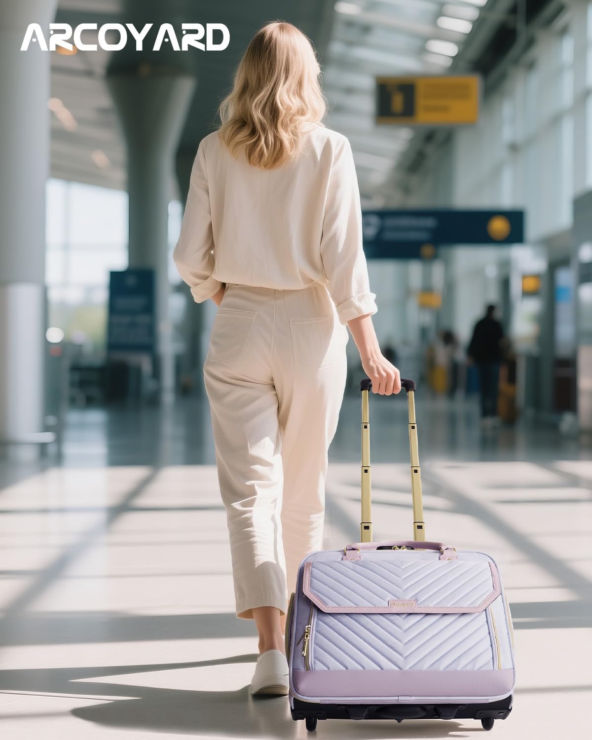Rolling Laptop Bag Women, Rolling Briefcase for Women for Work, 17 Inch Computer Bag with Wheels, Fashion Flap Laptop Bag With Wheels for Work Business, TSA Friendly Design, Pink
