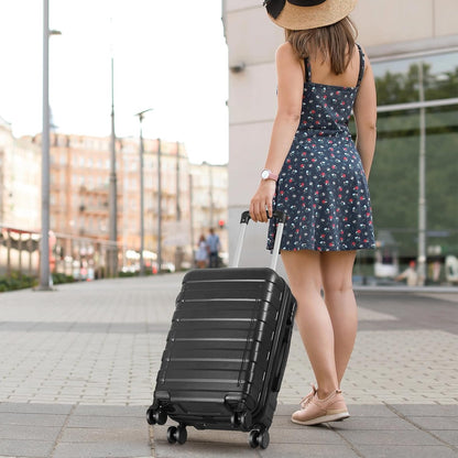 21" Expandable Luggage Spinner Suitcase Carry-On Luggage Hard Shell Built-In TSA lock, 4-Wheel Spinner Travel Suitcase Bag(blue)