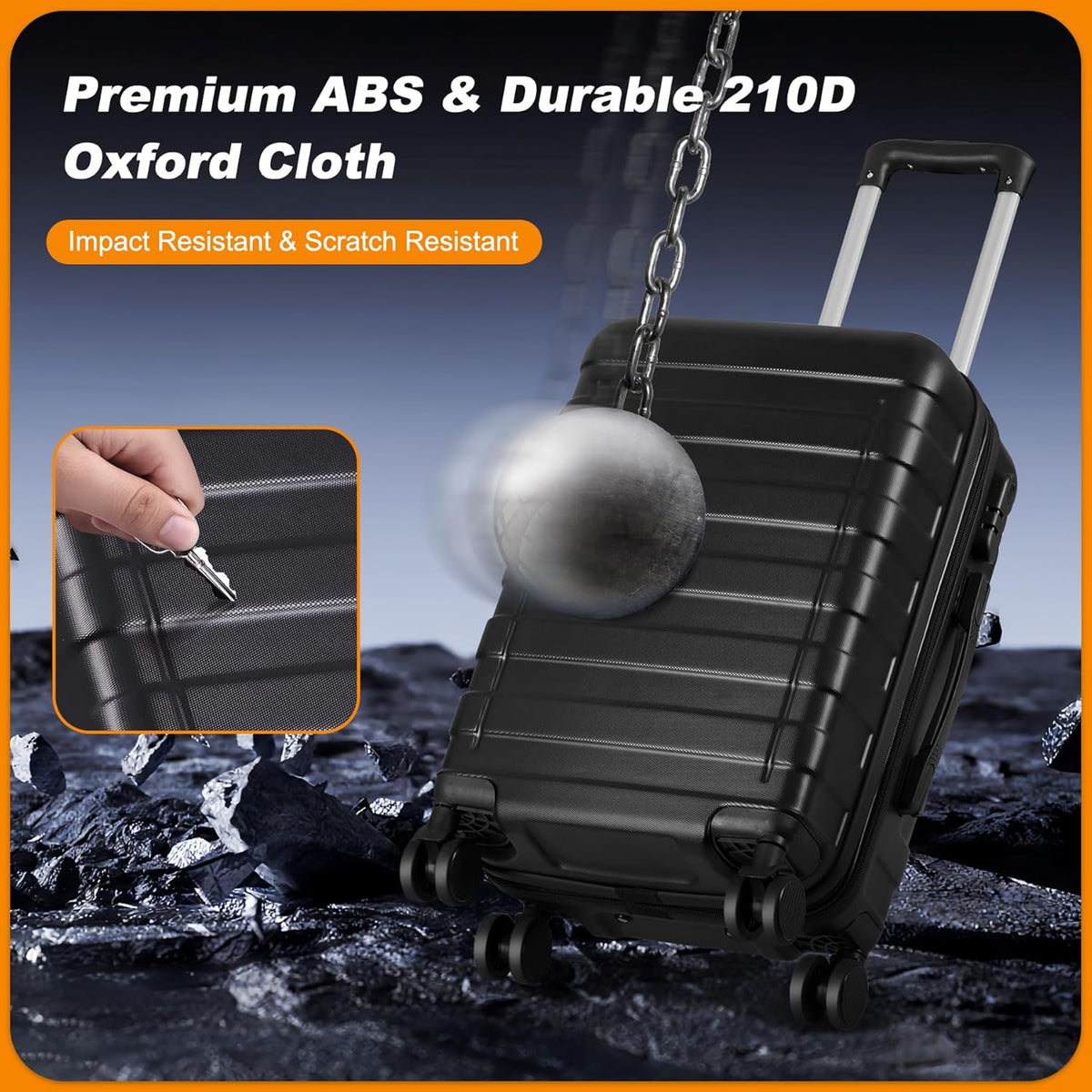 21" Expandable Luggage Spinner Suitcase Carry-On Luggage Hard Shell Built-In TSA lock, 4-Wheel Spinner Travel Suitcase Bag(blue)