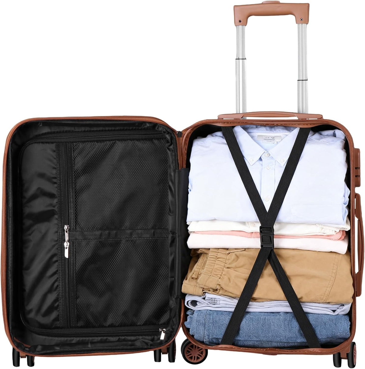 21" Expandable Luggage Spinner Suitcase Carry-On Luggage Hard Shell Built-In TSA lock, 4-Wheel Spinner Travel Suitcase Bag(blue)