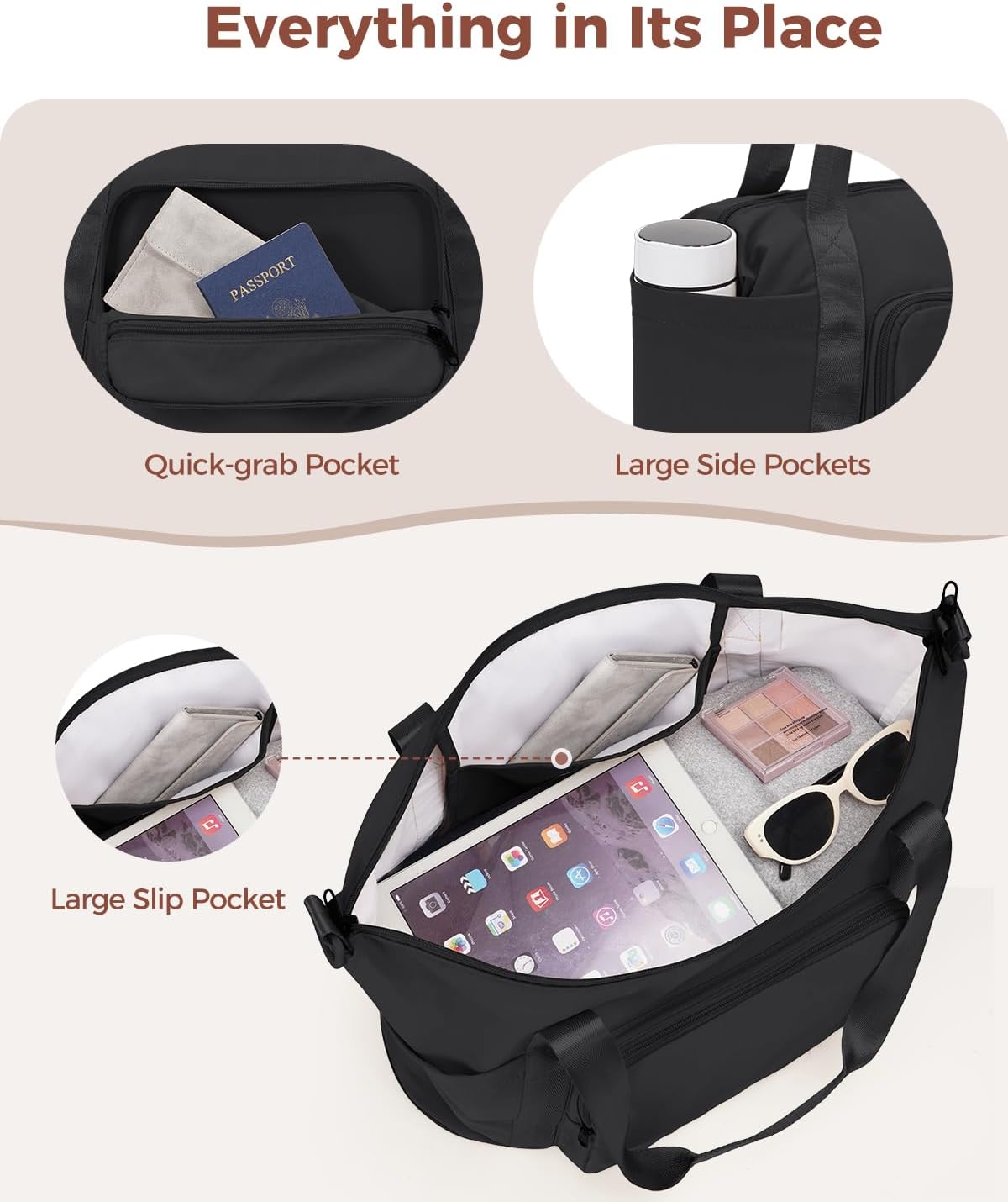 Foldable Expandable Personal Item Travel Bag for Women Carry On | 18x14x8 inches, Frontier Airline Underseat Fit, Weekend Getaways