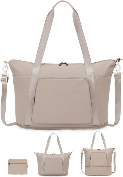 Foldable Expandable Personal Item Travel Bag for Women Carry On | 18x14x8 inches, Frontier Airline Underseat Fit, Weekend Getaways