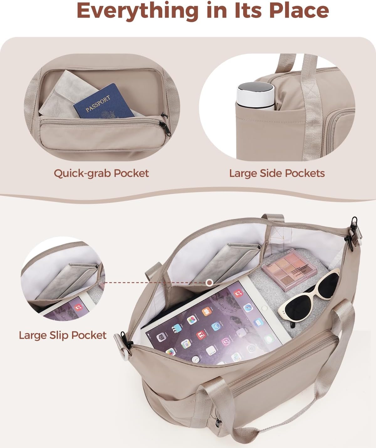 Foldable Expandable Personal Item Travel Bag for Women Carry On | 18x14x8 inches, Frontier Airline Underseat Fit, Weekend Getaways