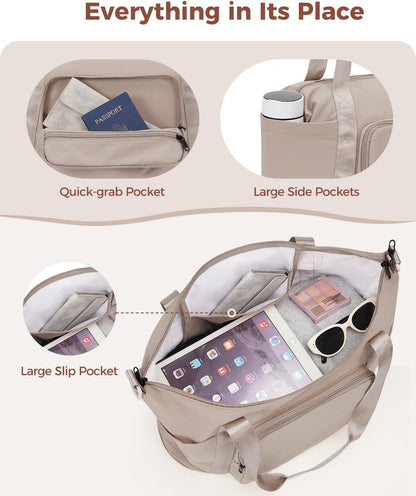 Foldable Expandable Personal Item Travel Bag for Women Carry On | 18x14x8 inches, Frontier Airline Underseat Fit, Weekend Getaways