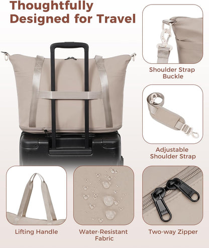 Foldable Expandable Personal Item Travel Bag for Women Carry On | 18x14x8 inches, Frontier Airline Underseat Fit, Weekend Getaways
