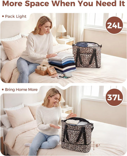 Foldable Expandable Personal Item Travel Bag for Women Carry On | 18x14x8 inches, Frontier Airline Underseat Fit, Weekend Getaways