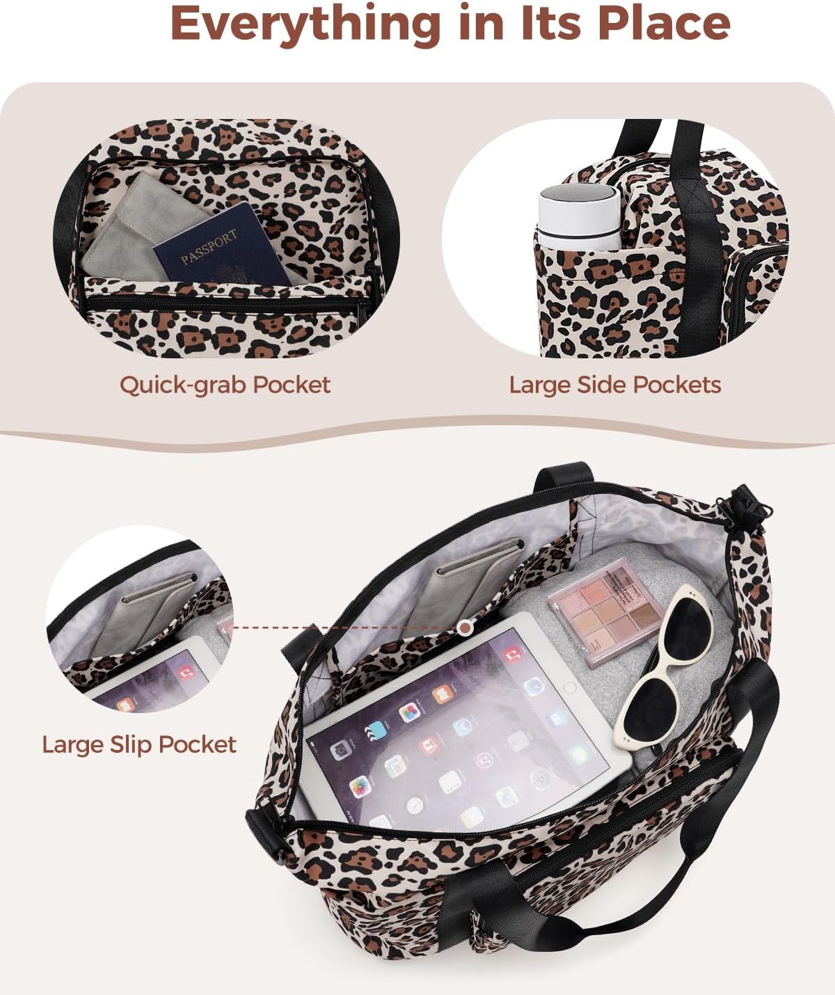 Foldable Expandable Personal Item Travel Bag for Women Carry On | 18x14x8 inches, Frontier Airline Underseat Fit, Weekend Getaways